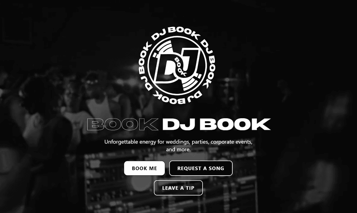 DJ Book Website Preview - Mobile-friendly DJ booking platform