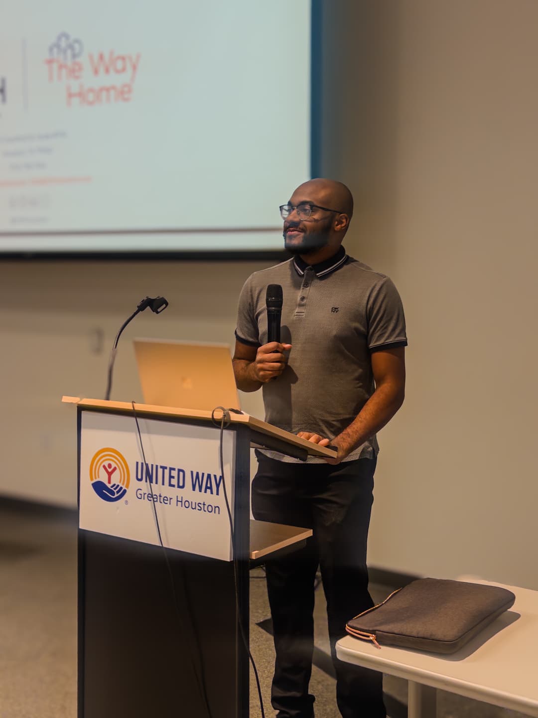 Jeremiah Lewis speaking at the Coalition for the Homeless HMIS Forum